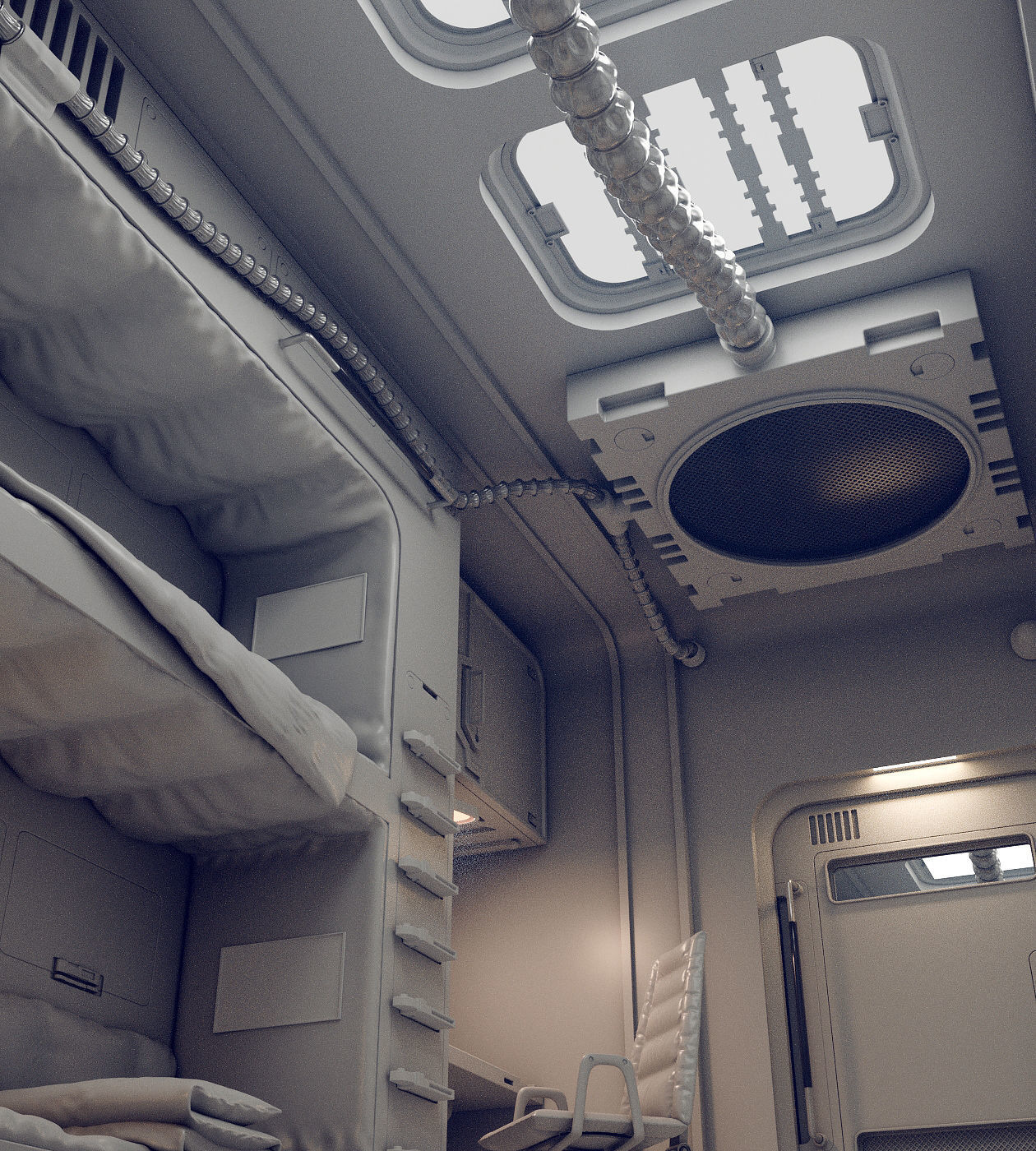 sci-fi shuttle rooms with textures 3D Model Collection_13