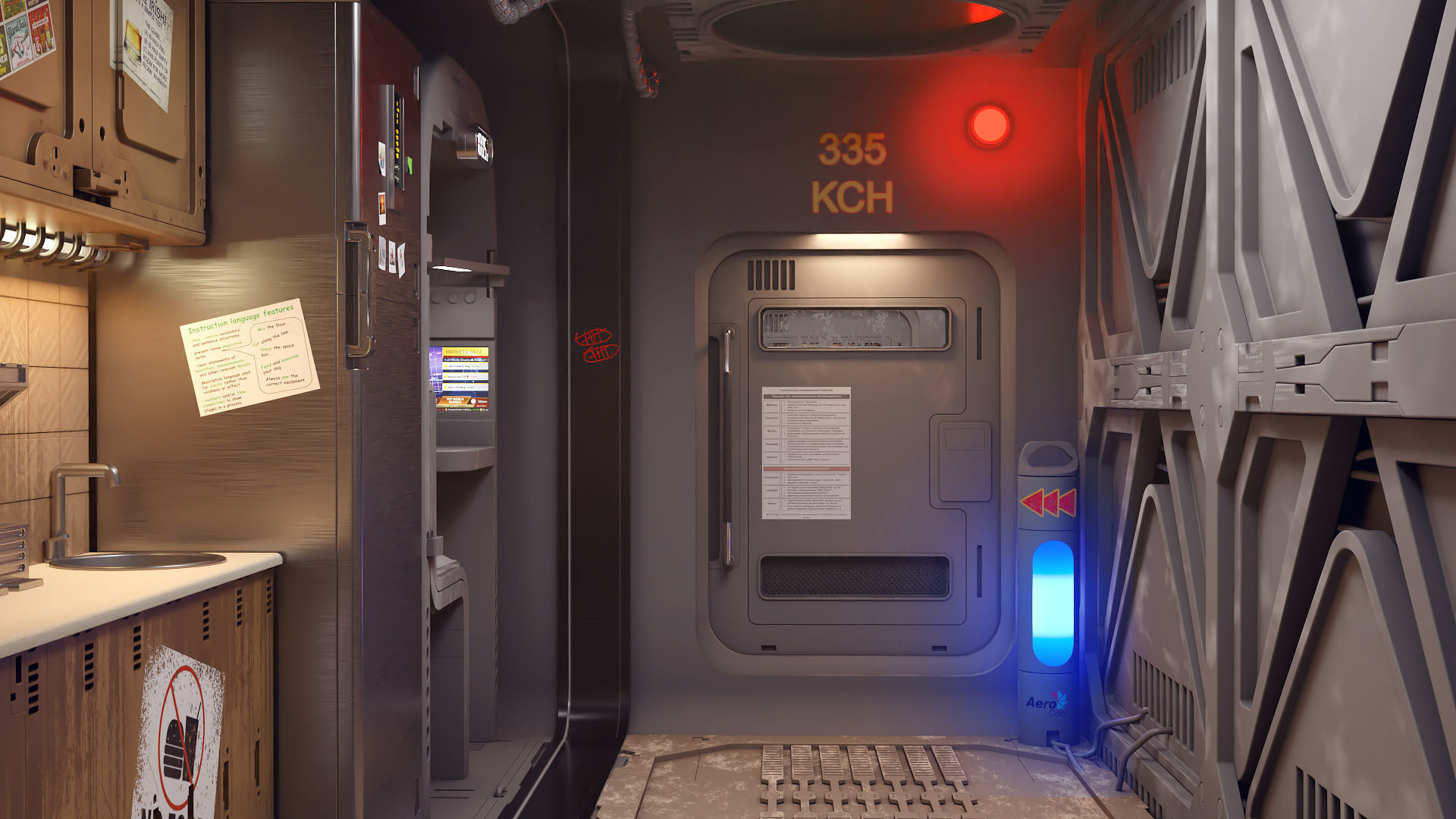 sci-fi shuttle rooms with textures 3D Model Collection_10