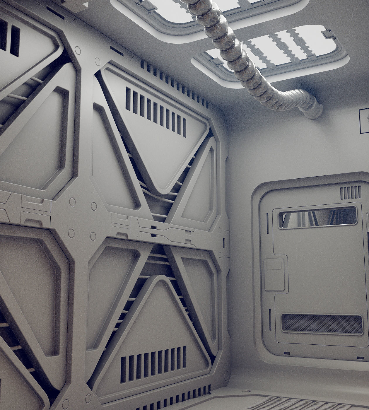 sci-fi shuttle rooms with textures 3D Model Collection_14