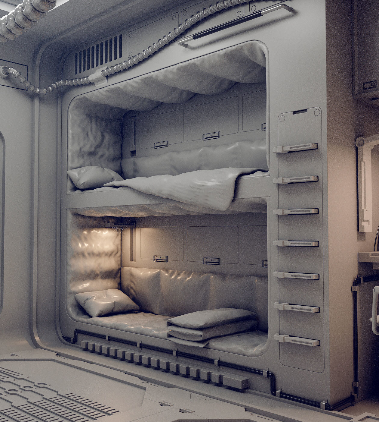 sci-fi shuttle rooms with textures 3D Model Collection_19