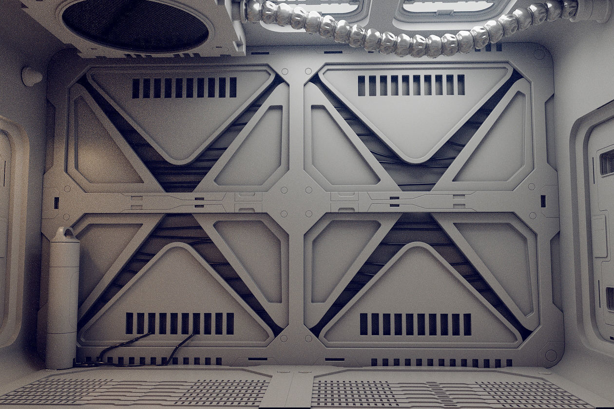 sci-fi shuttle rooms with textures 3D Model Collection_15