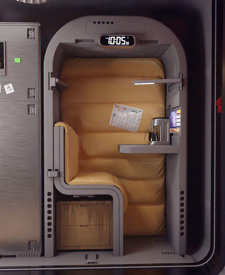 sci-fi shuttle rooms with textures 3D Model Collection_5