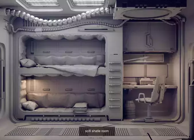 sci-fi shuttle room without textures 3D Model Collection