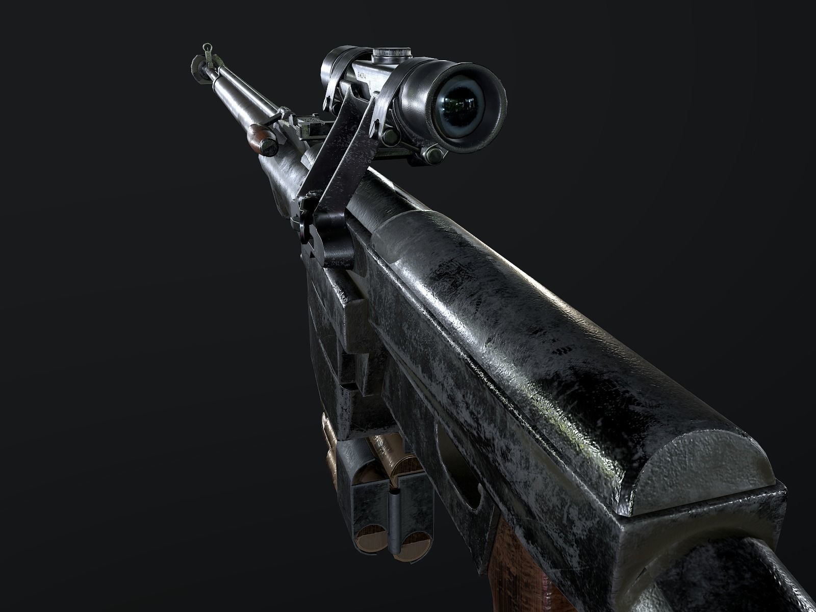 PTRS-41 ussr ww2 anti-tank rifle scope  Low-poly 3D model_8