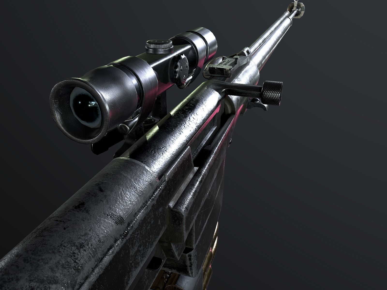 PTRS-41 ussr ww2 anti-tank rifle scope  Low-poly 3D model_6