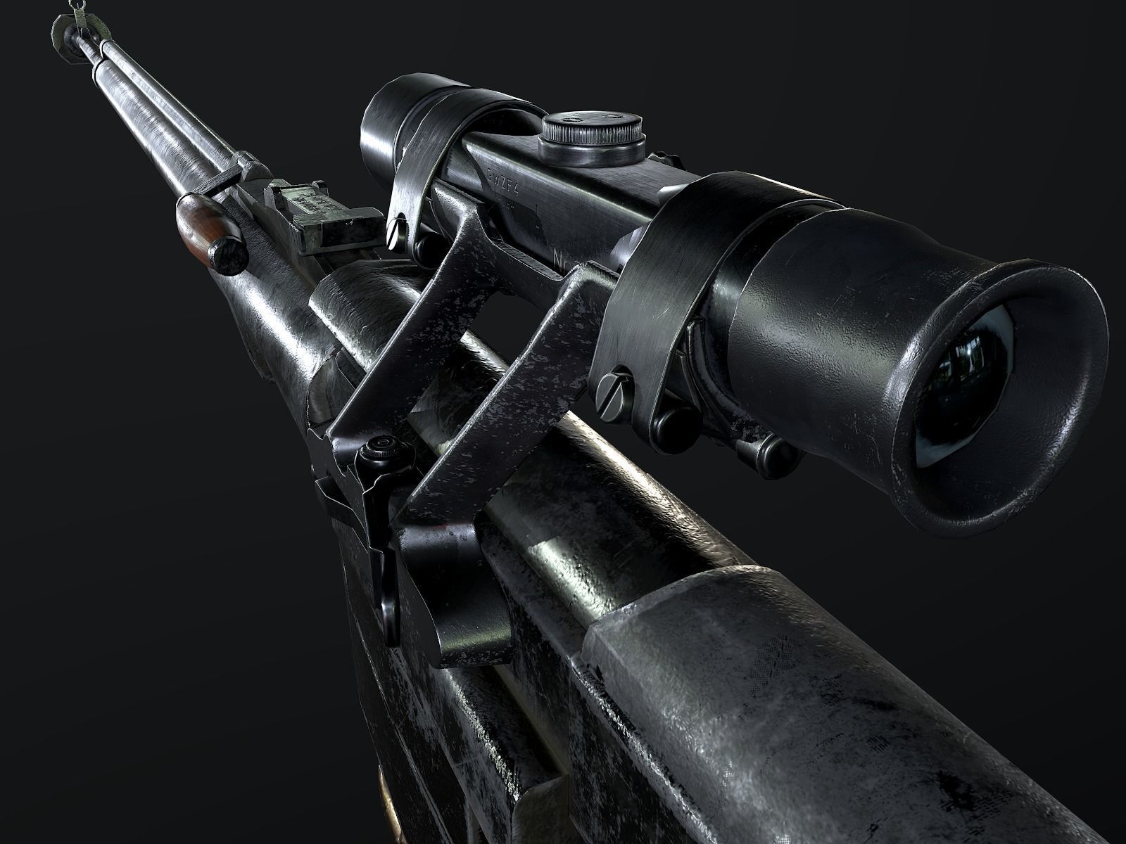 PTRS-41 ussr ww2 anti-tank rifle scope  Low-poly 3D model_10