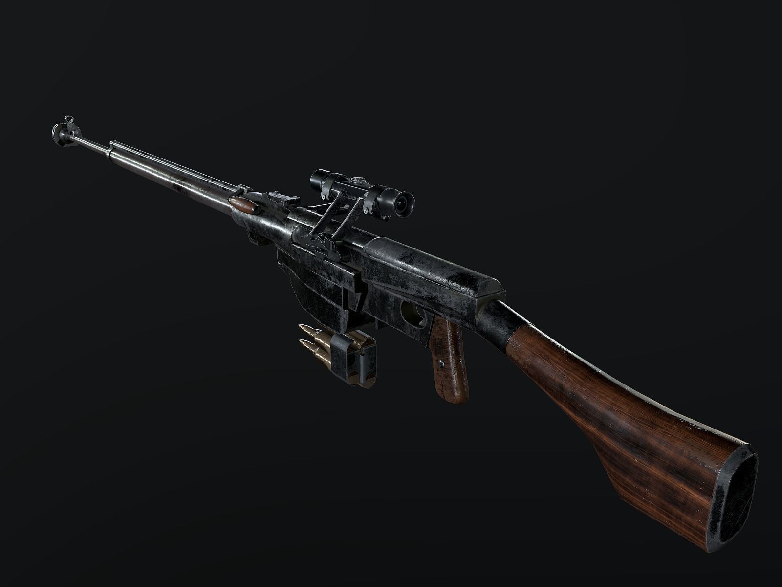 PTRS-41 ussr ww2 anti-tank rifle scope  Low-poly 3D model_3