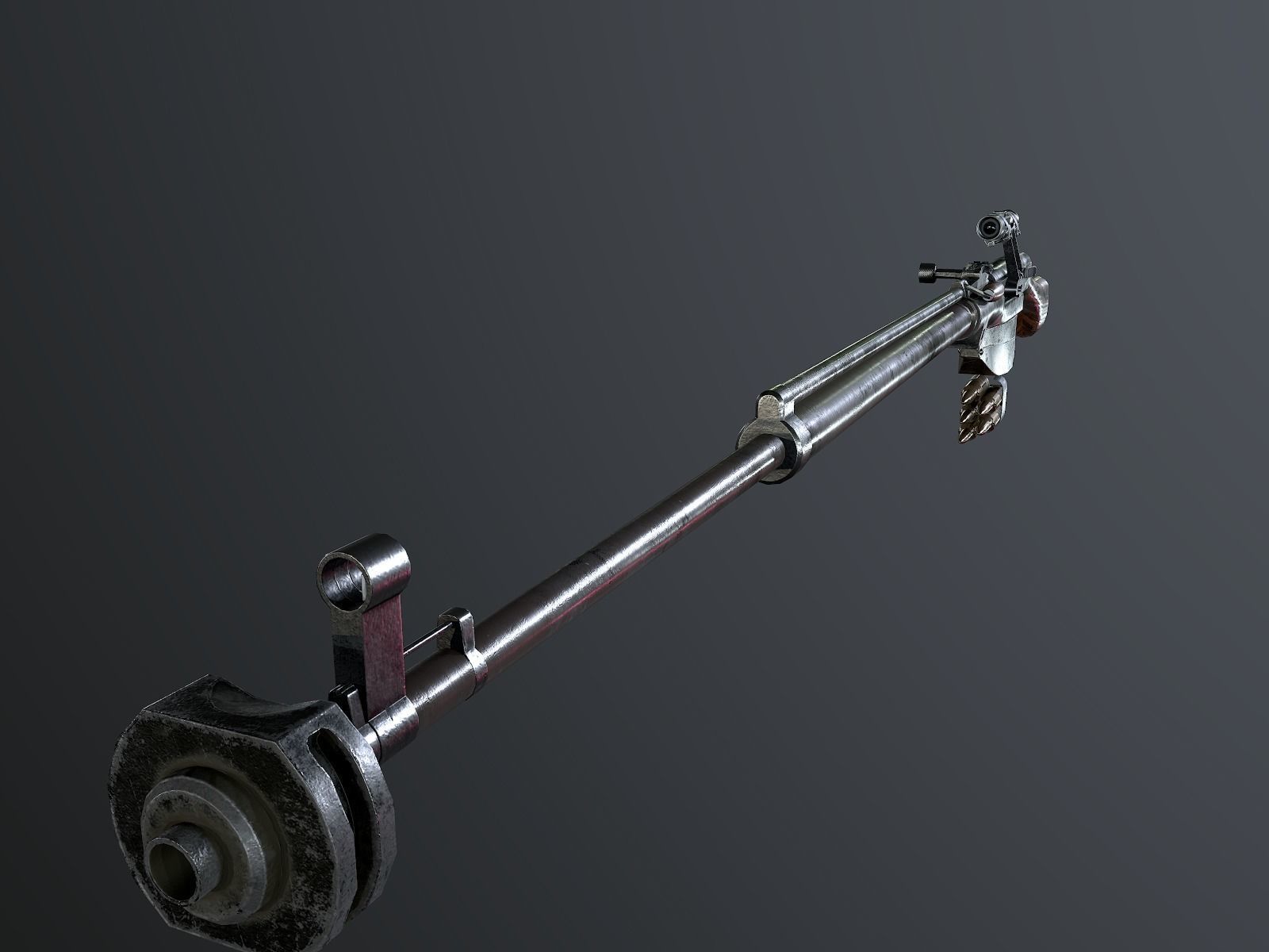 PTRS-41 ussr ww2 anti-tank rifle scope  Low-poly 3D model_4