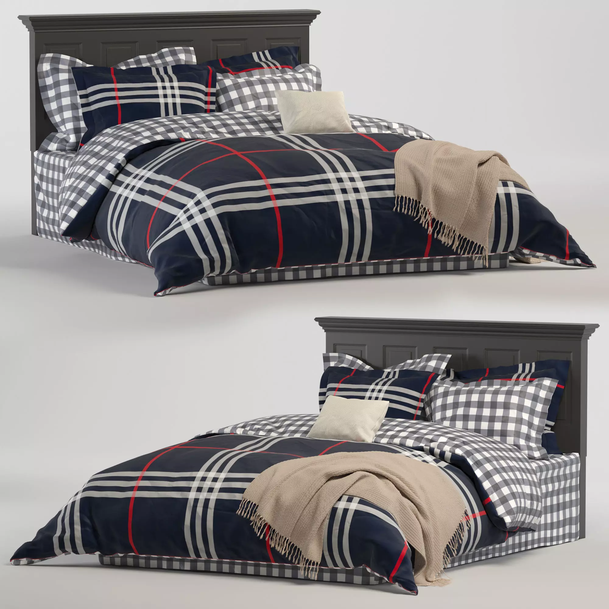 Southwestern Tartan Plaid Bed 3D model_0