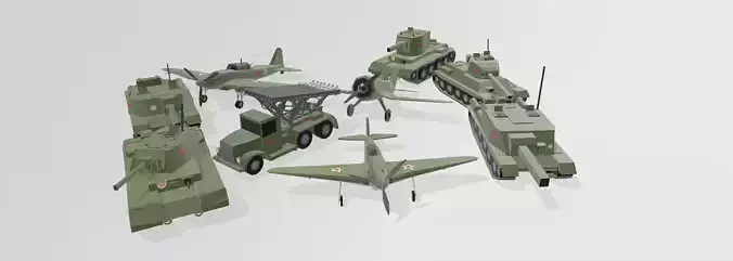 classic soveit vehicle pack lowpoly Free 3D model