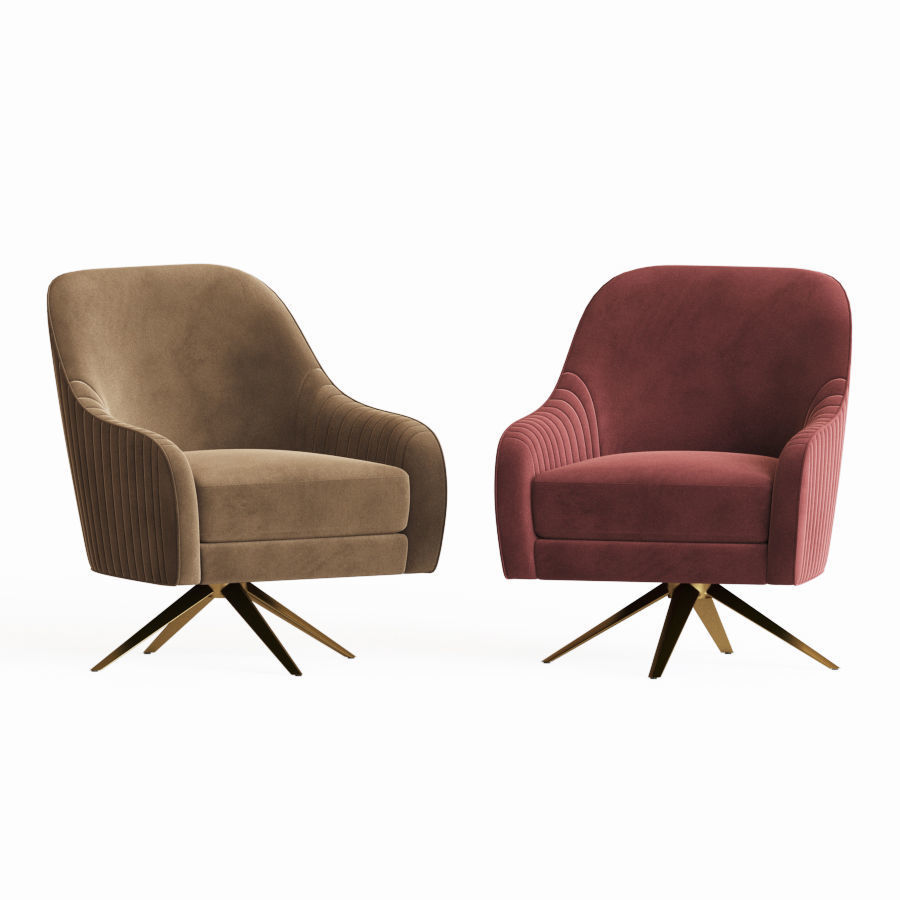 Roar and Rabbit Swivel Chair Leather West elm 3D model_2