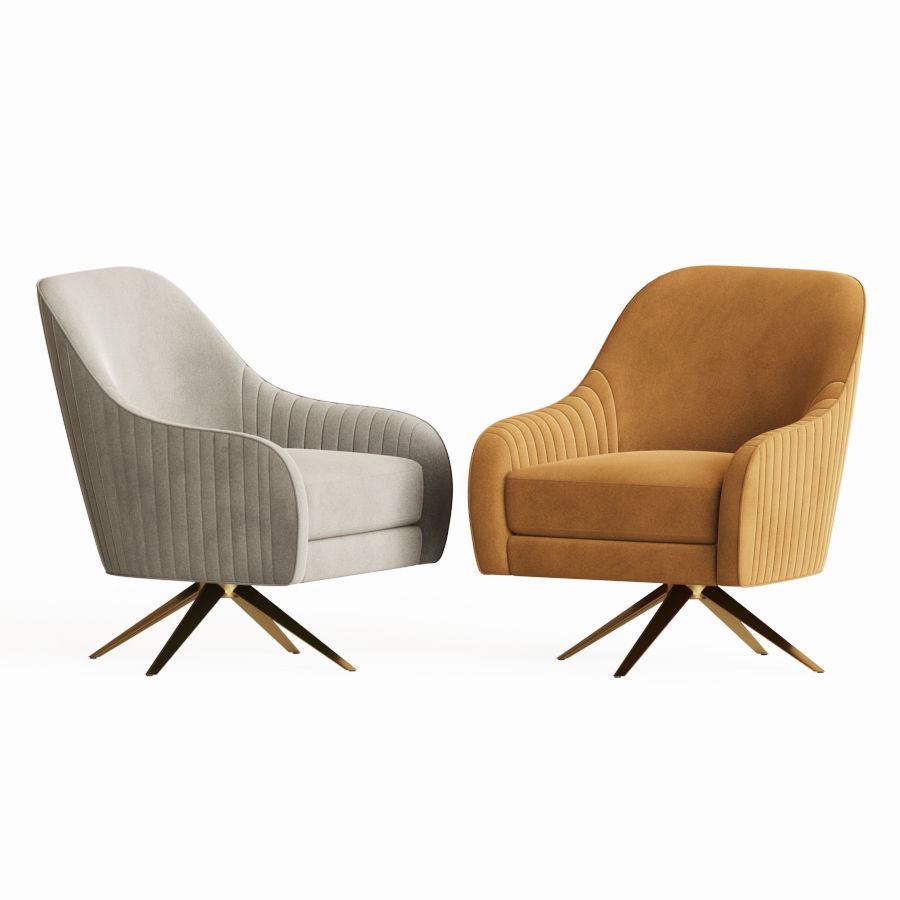 Roar and Rabbit Swivel Chair Leather West elm 3D model_1