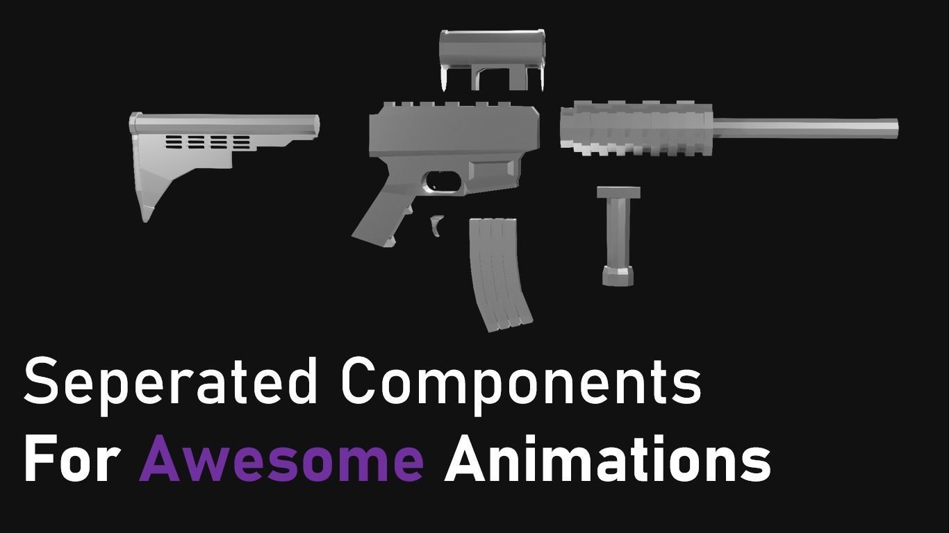 Game-Ready M4 rifle with light Low-poly 3D model_2