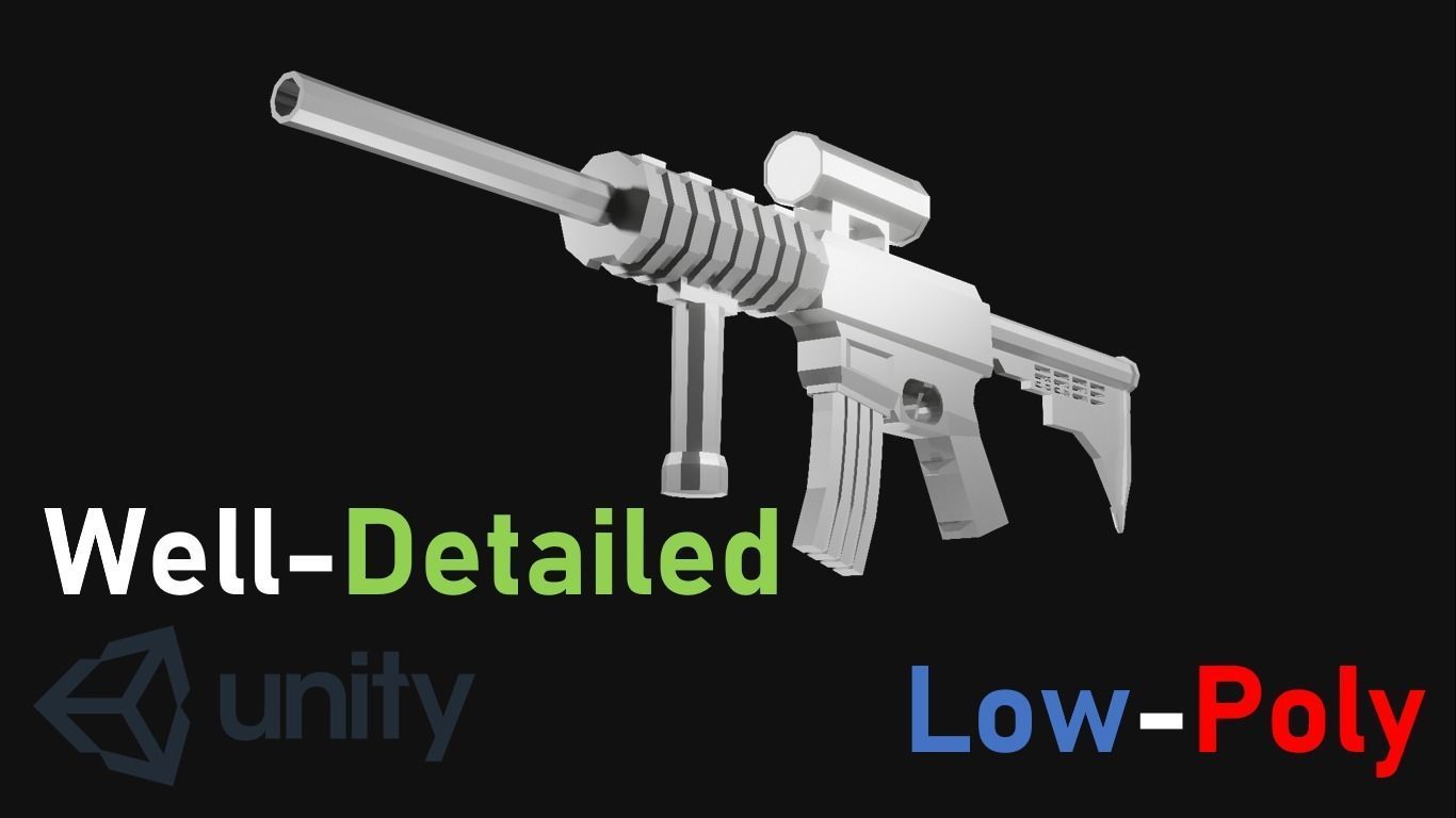 Game-Ready M4 rifle with light Low-poly 3D model_1