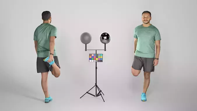 Muscular young man stretching leg in sports outfit 245 Low-poly 3D model