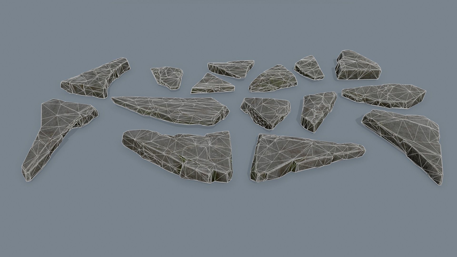 rock set of rocks Low-poly 3D model_14