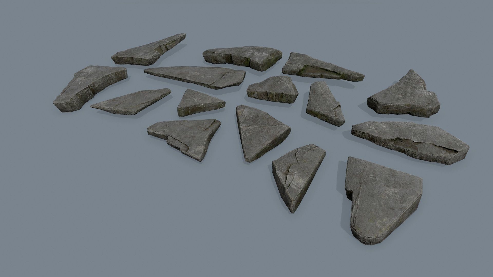 rock set of rocks Low-poly 3D model_8