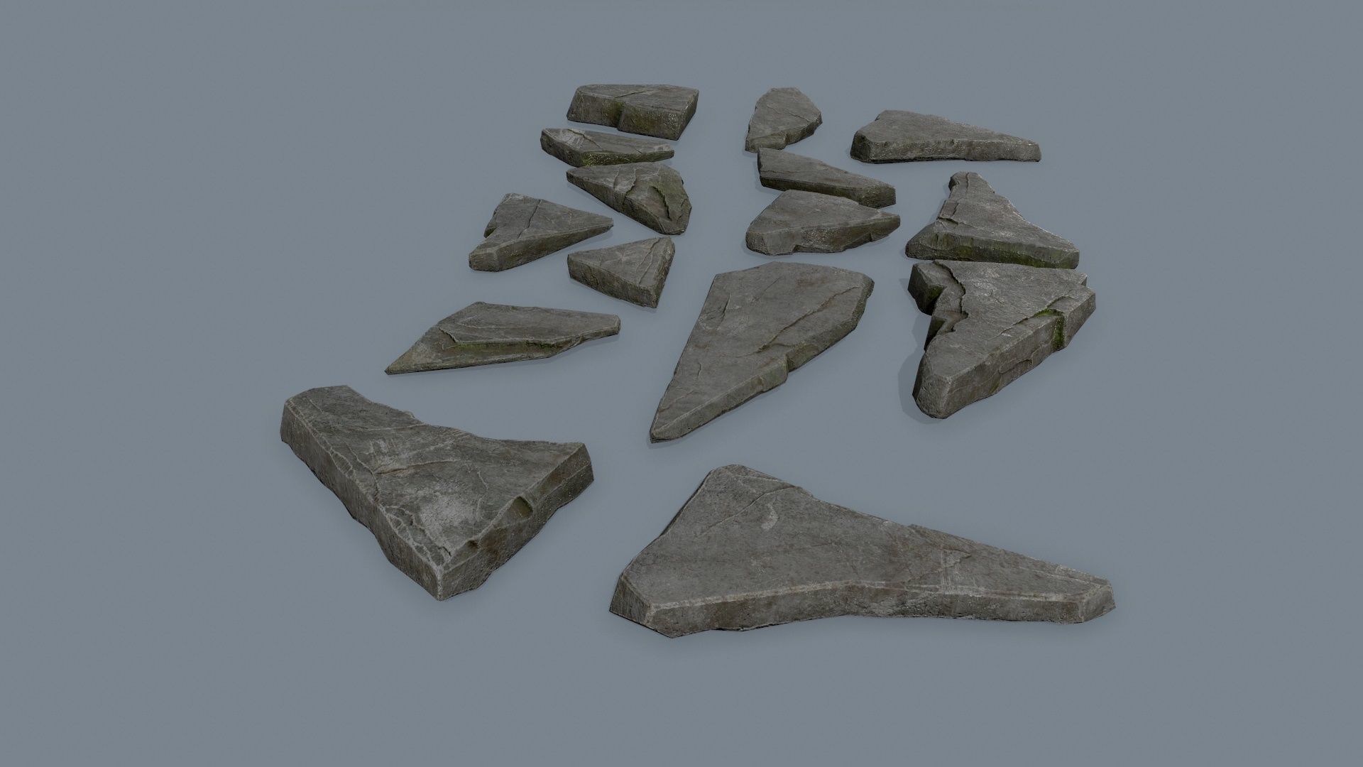 rock set of rocks Low-poly 3D model_2