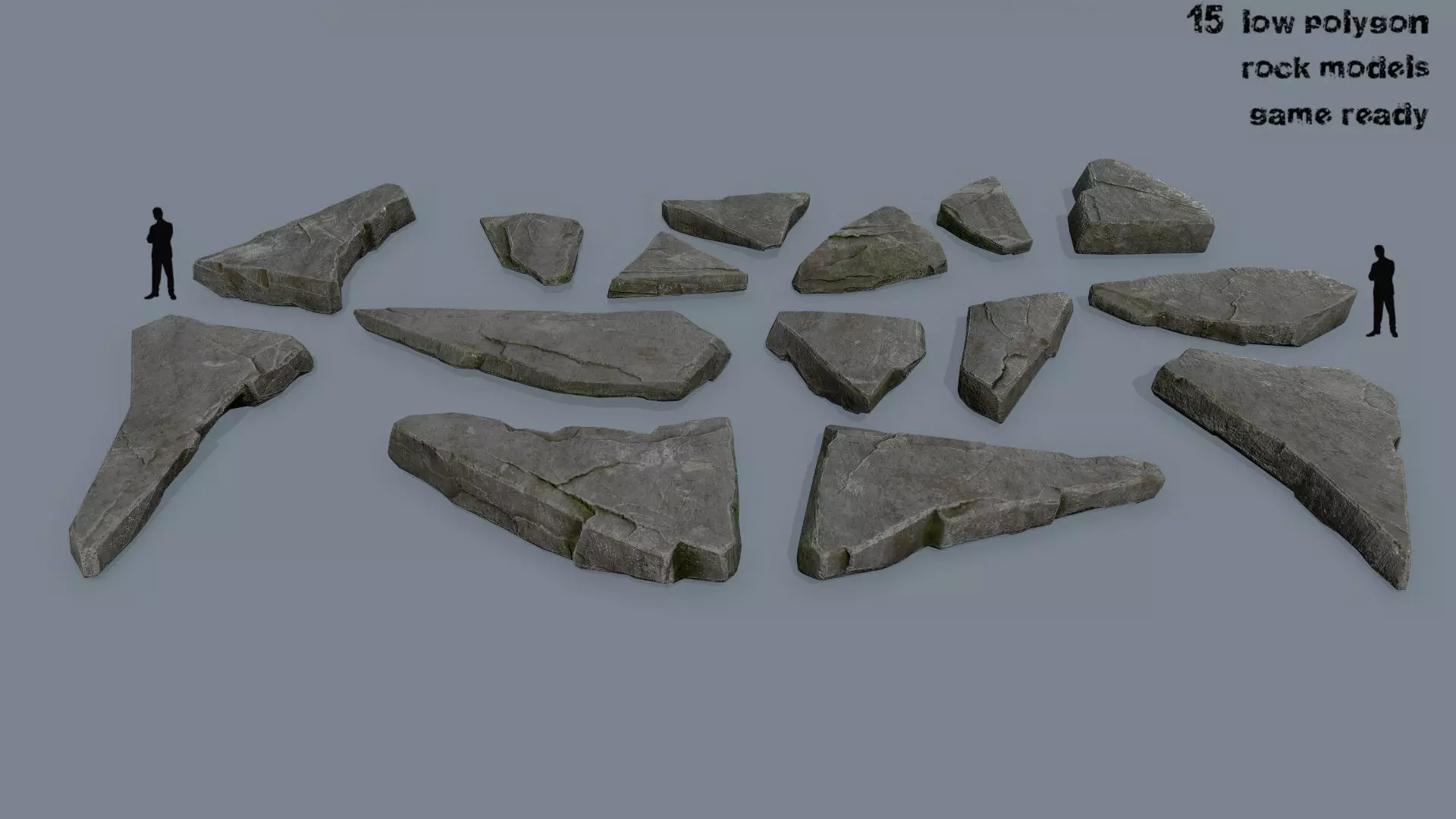rock set of rocks Low-poly 3D model_0