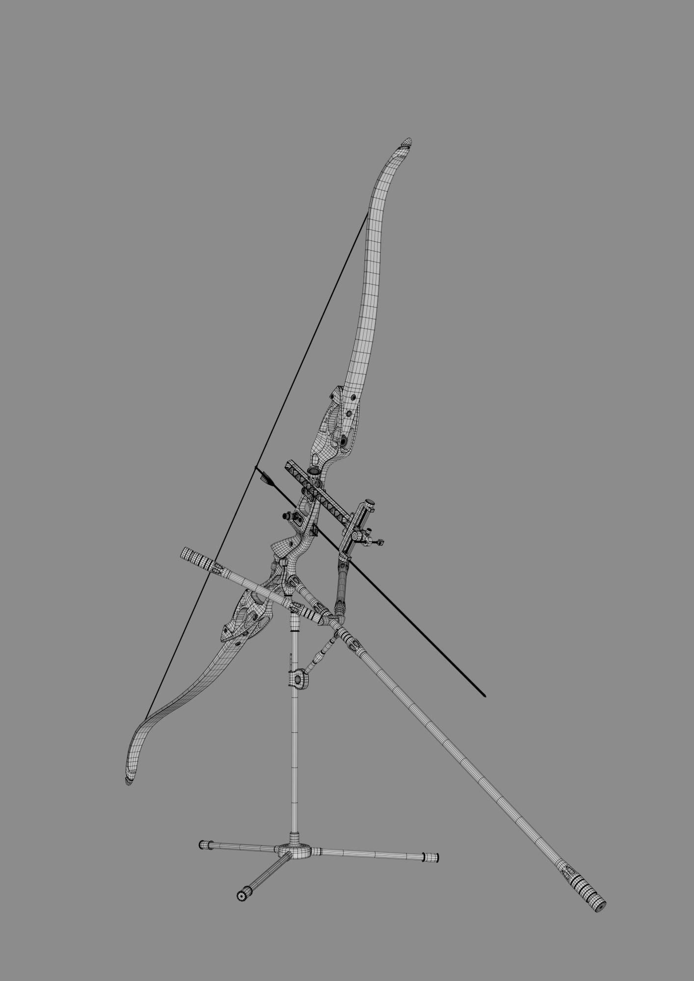 Olympic recurve bow with arrow 3D model 3D model_11