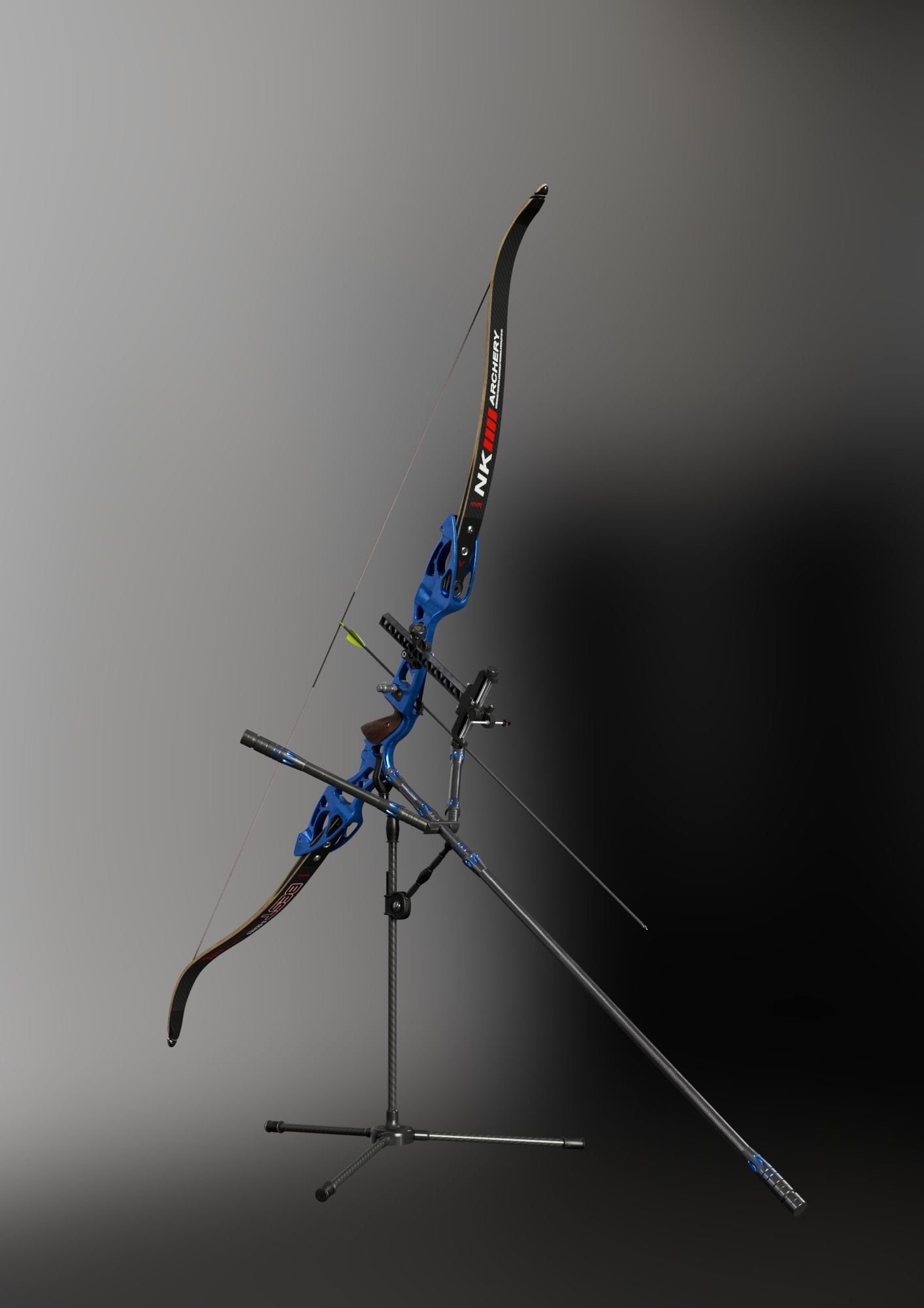 Olympic recurve bow with arrow 3D model 3D model_2