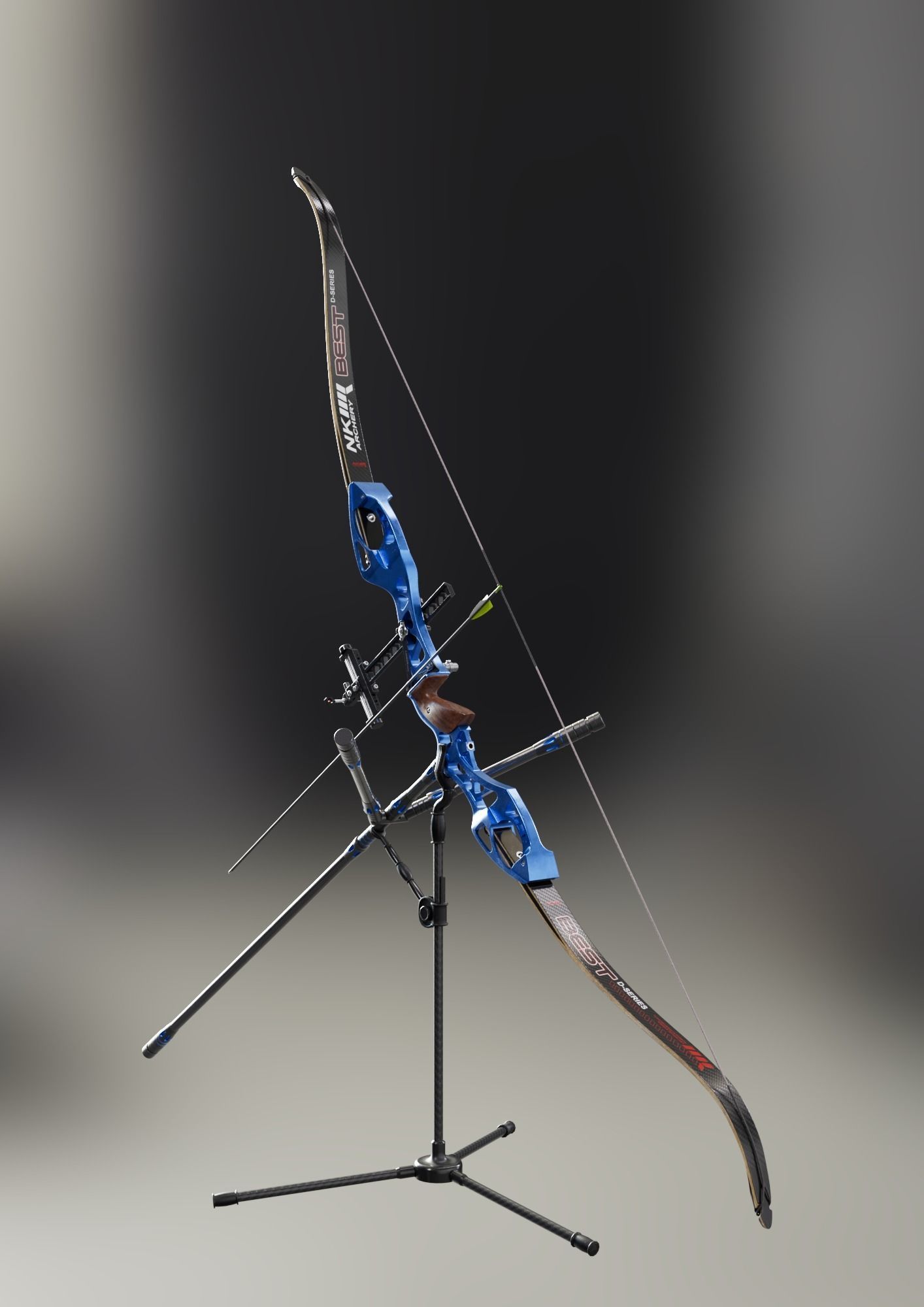 Olympic recurve bow with arrow 3D model 3D model_3