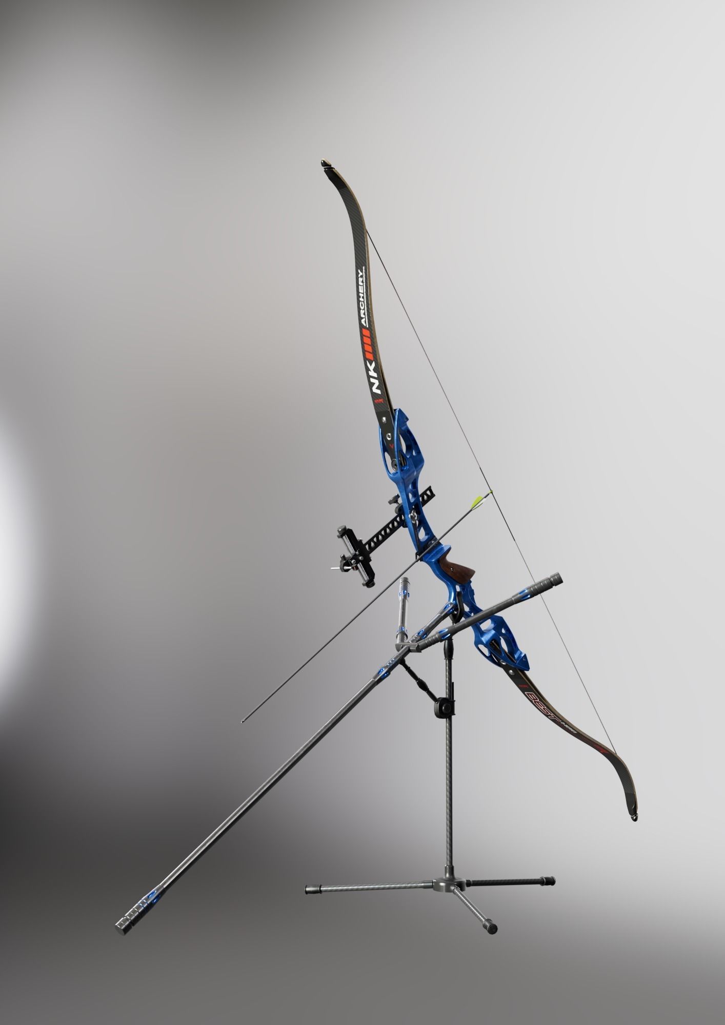 Olympic recurve bow with arrow 3D model 3D model_1