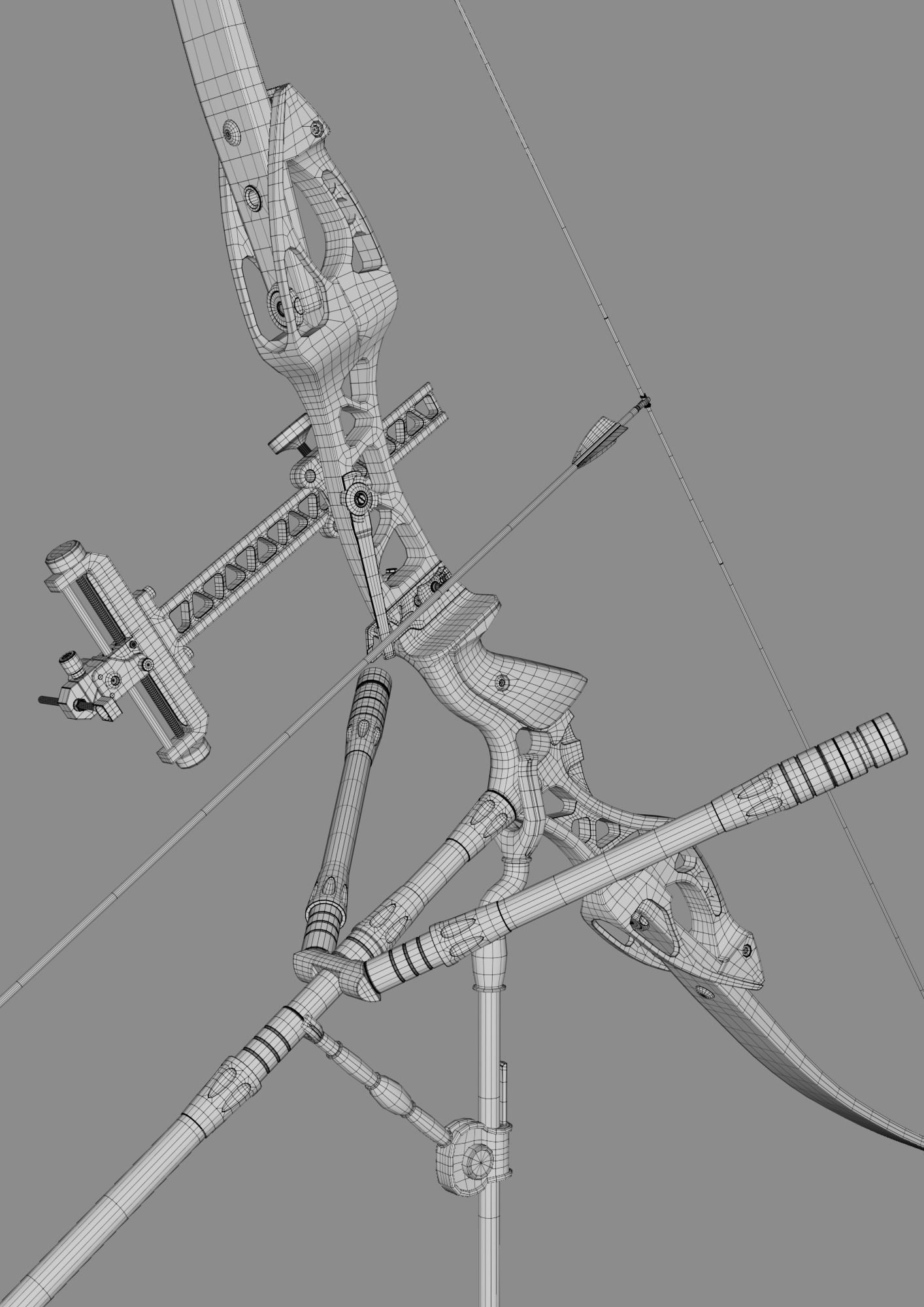 Olympic recurve bow with arrow 3D model 3D model_14