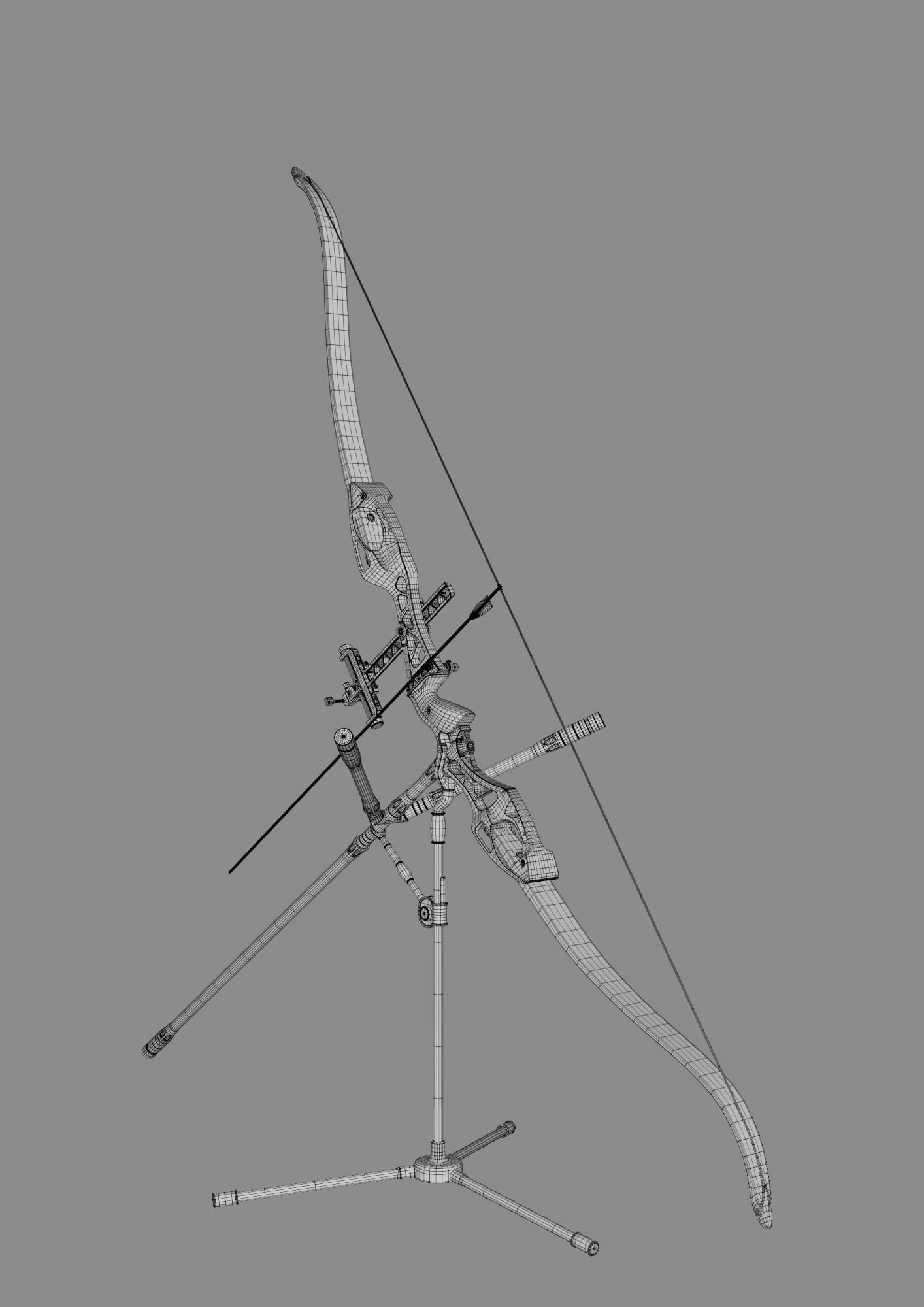 Olympic recurve bow with arrow 3D model 3D model_13