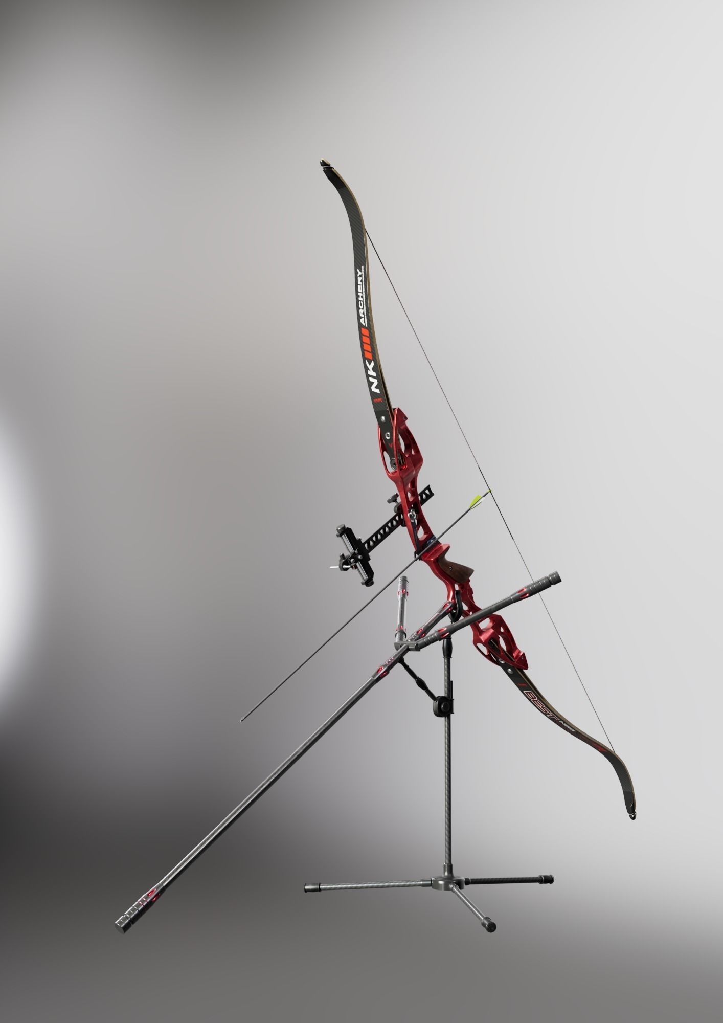 Olympic recurve bow with arrow 3D model 3D model_10
