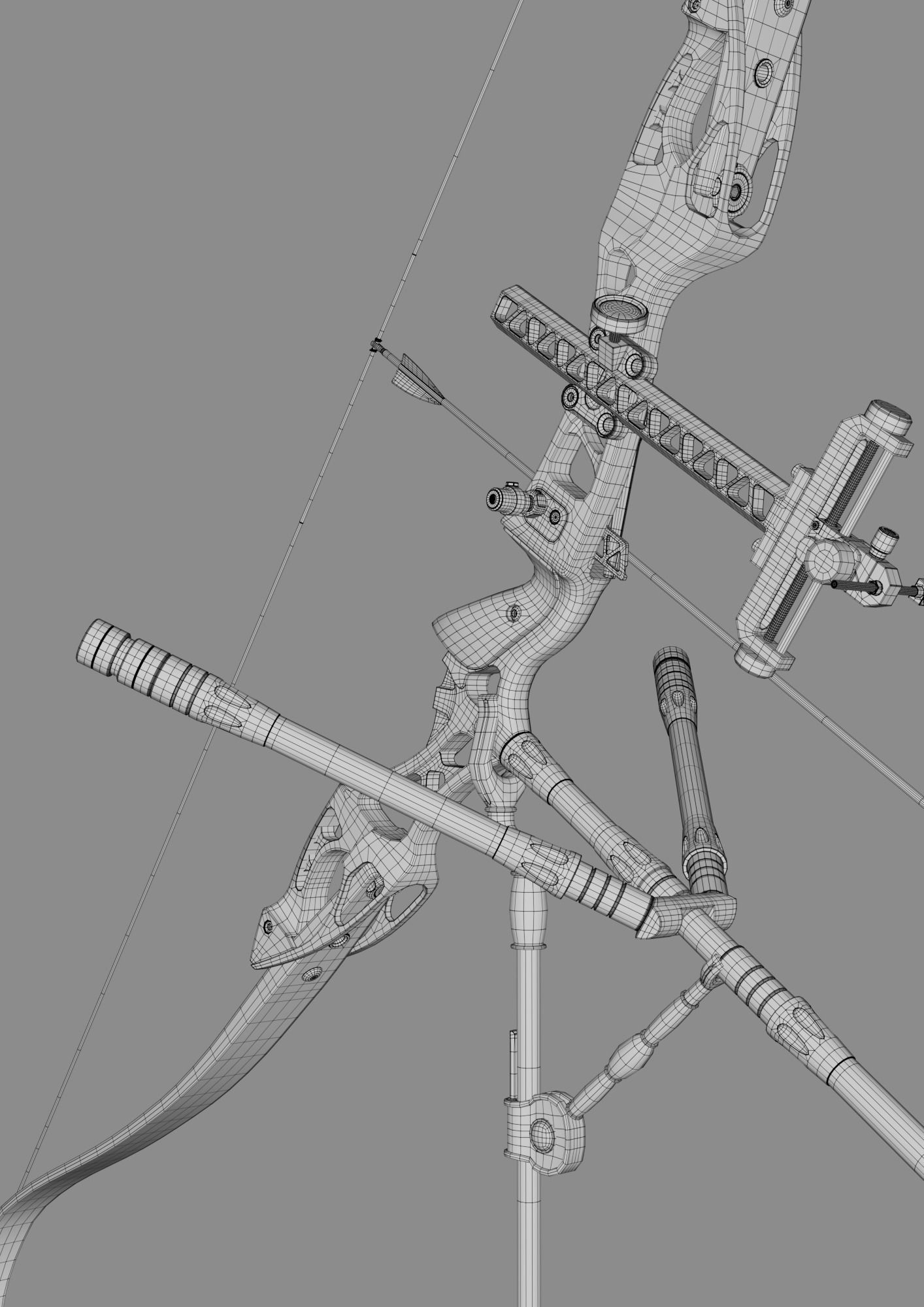 Olympic recurve bow with arrow 3D model 3D model_16