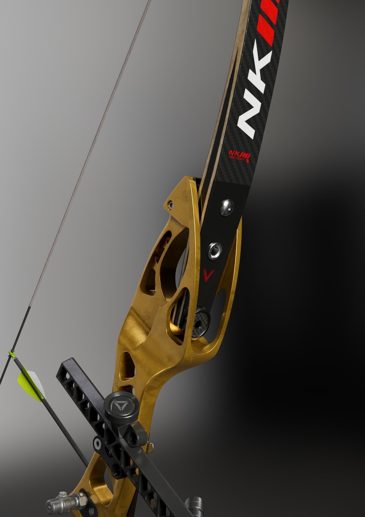 Olympic recurve bow with arrow 3D model 3D model_6