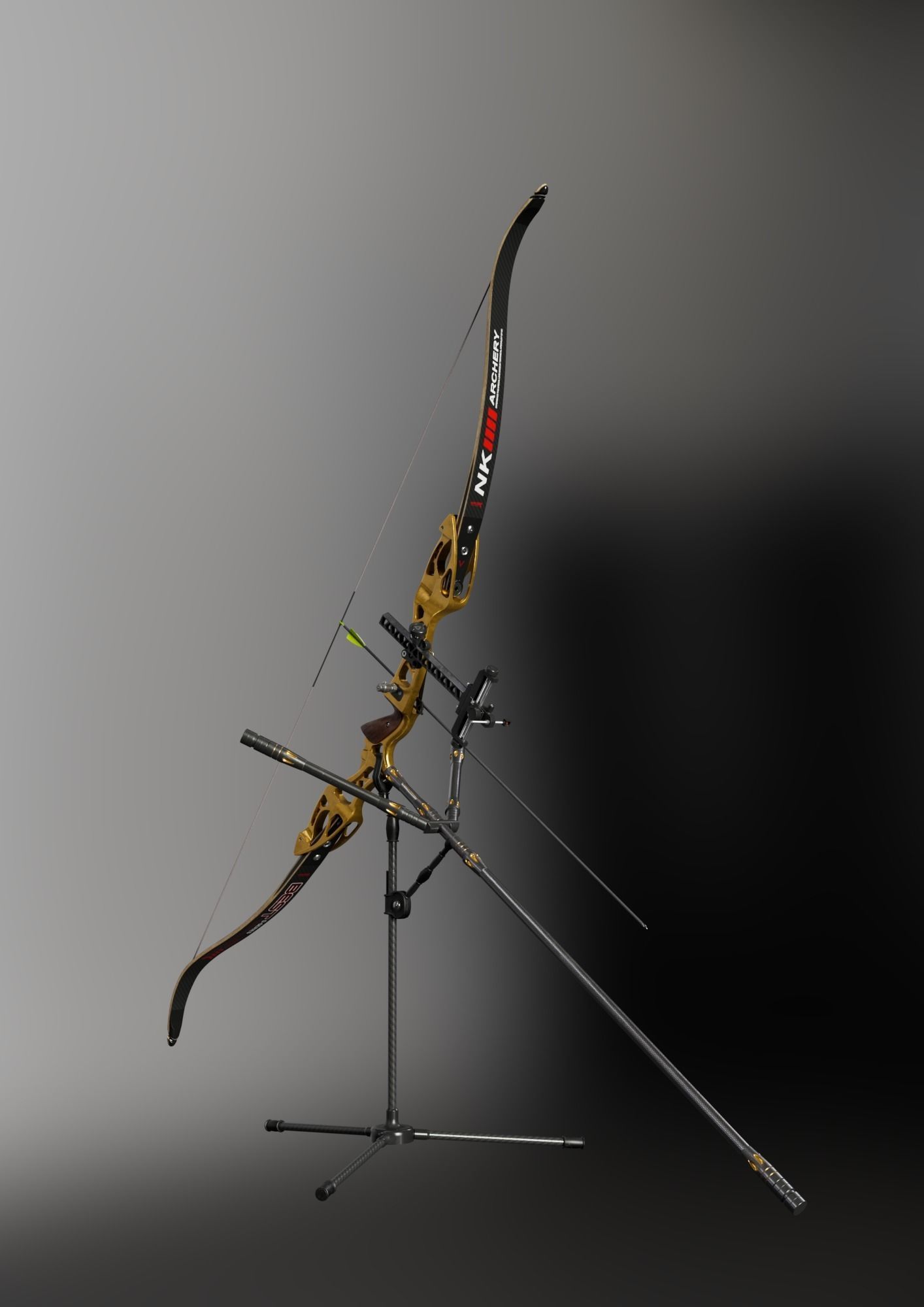 Olympic recurve bow with arrow 3D model 3D model_4