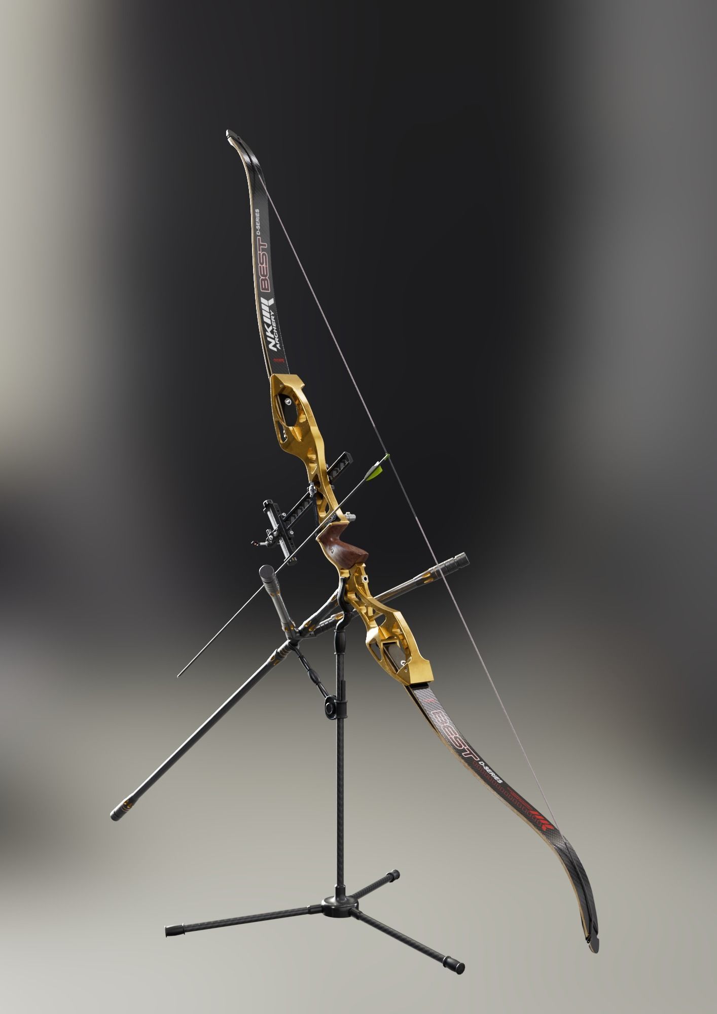 Olympic recurve bow with arrow 3D model 3D model_8
