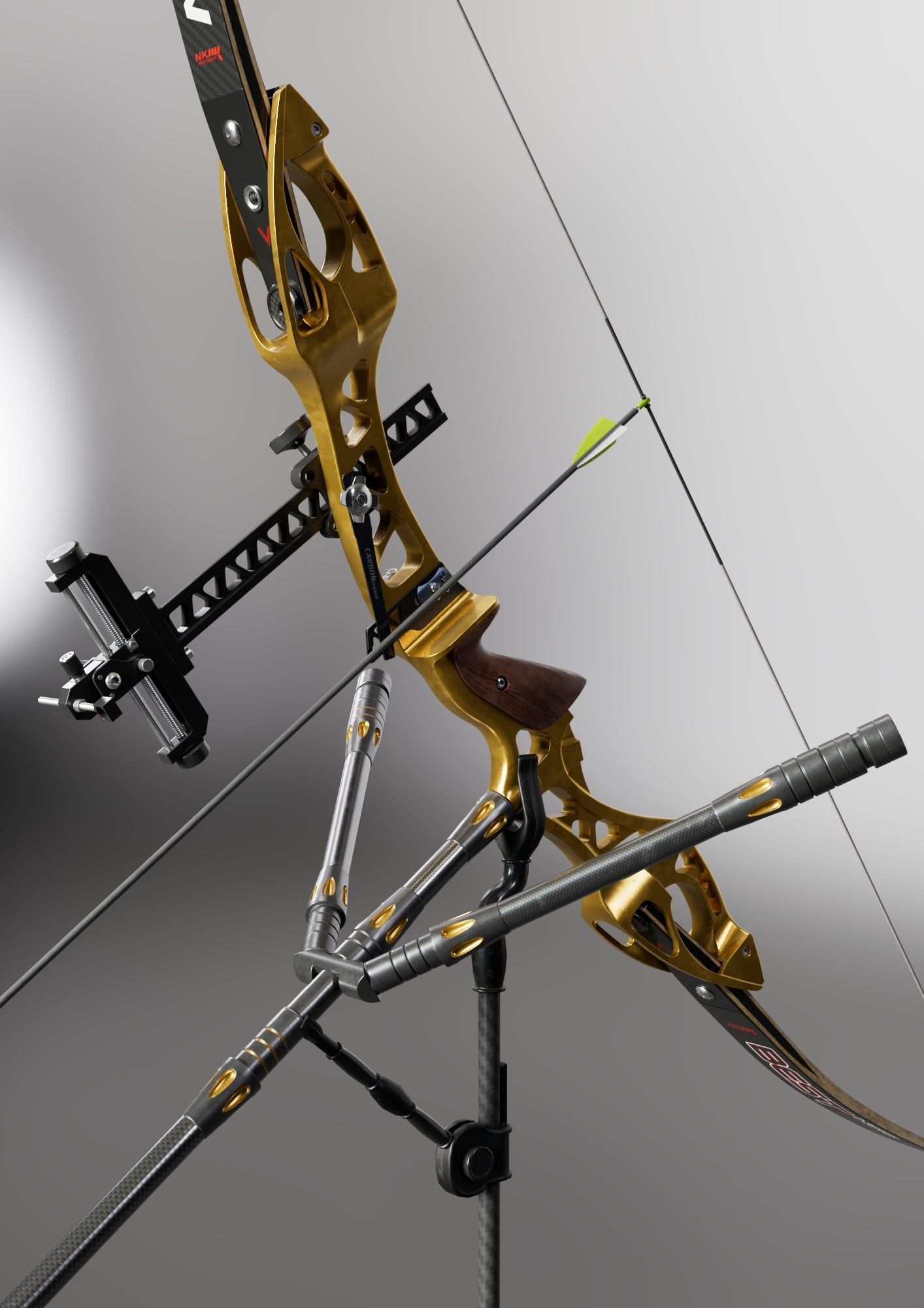Olympic recurve bow with arrow 3D model 3D model_5