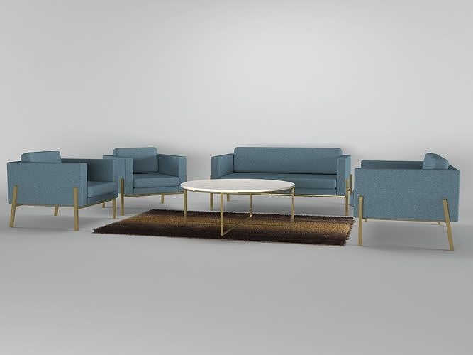 Sofa and Armchair  Set 3D Model 3D model