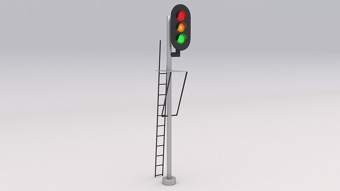 Railway Traffic Light Low-poly 3D model