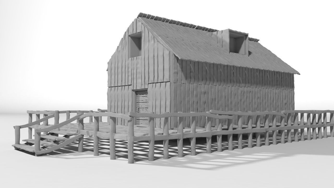 wooden house 3D print model_1