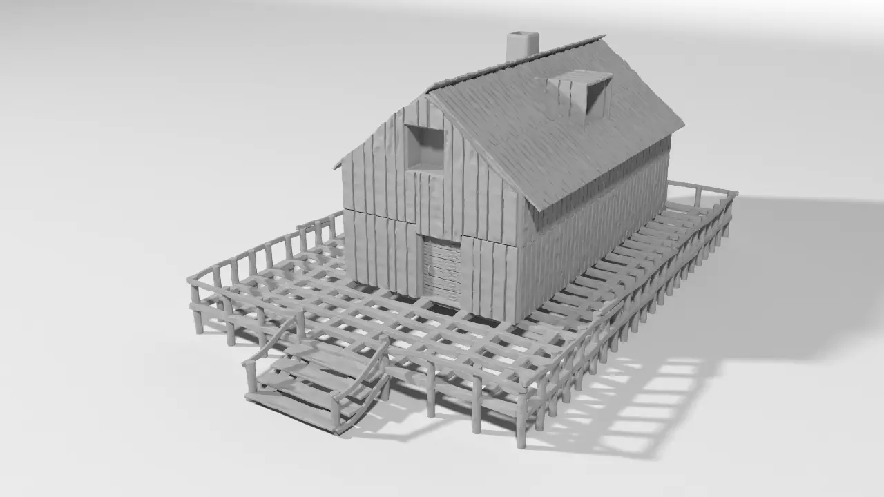 wooden house 3D print model_0