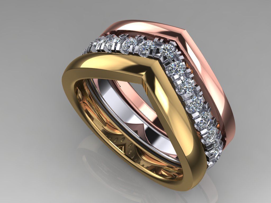 Ring - 3 check marks 3in1 3D print model_1