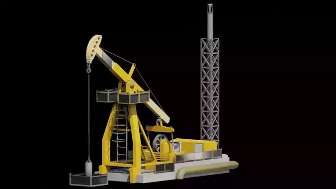 Oil and Gas Land Drilling Rig Low-poly 3D model