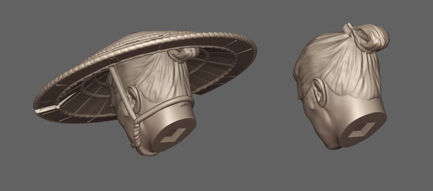 Samurai with bambooflute 3D print model_6