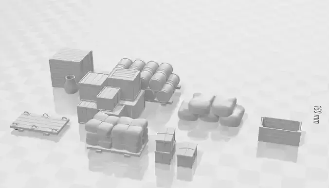 Cargo set containers and boxes 3D print model