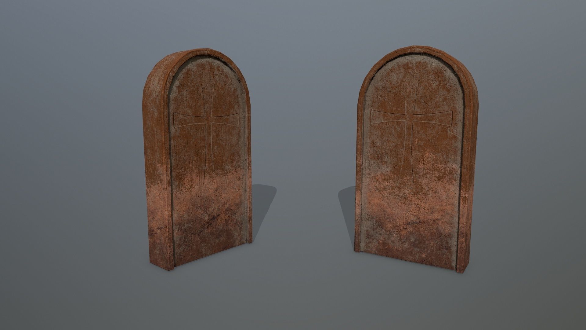 tombstone set two tombstones Low-poly 3D model_11
