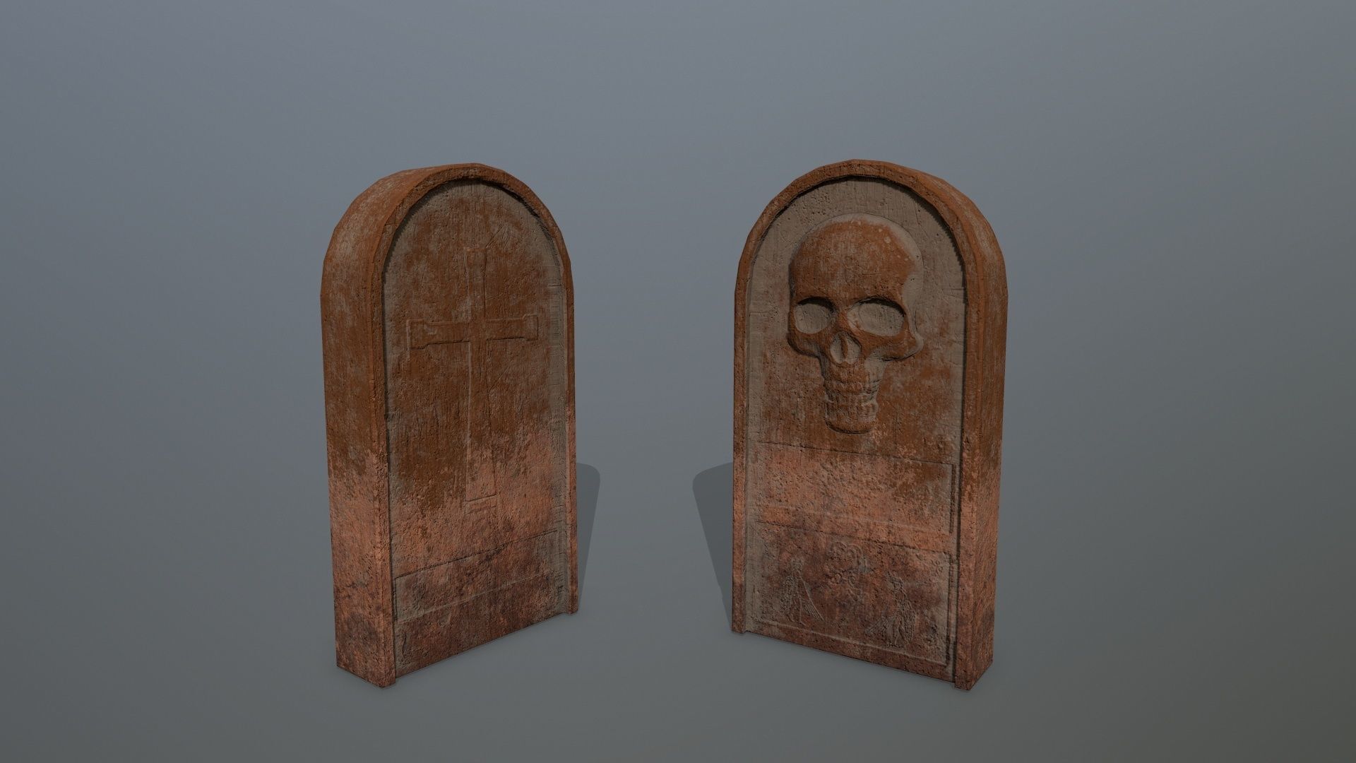 tombstone set two tombstones Low-poly 3D model_15