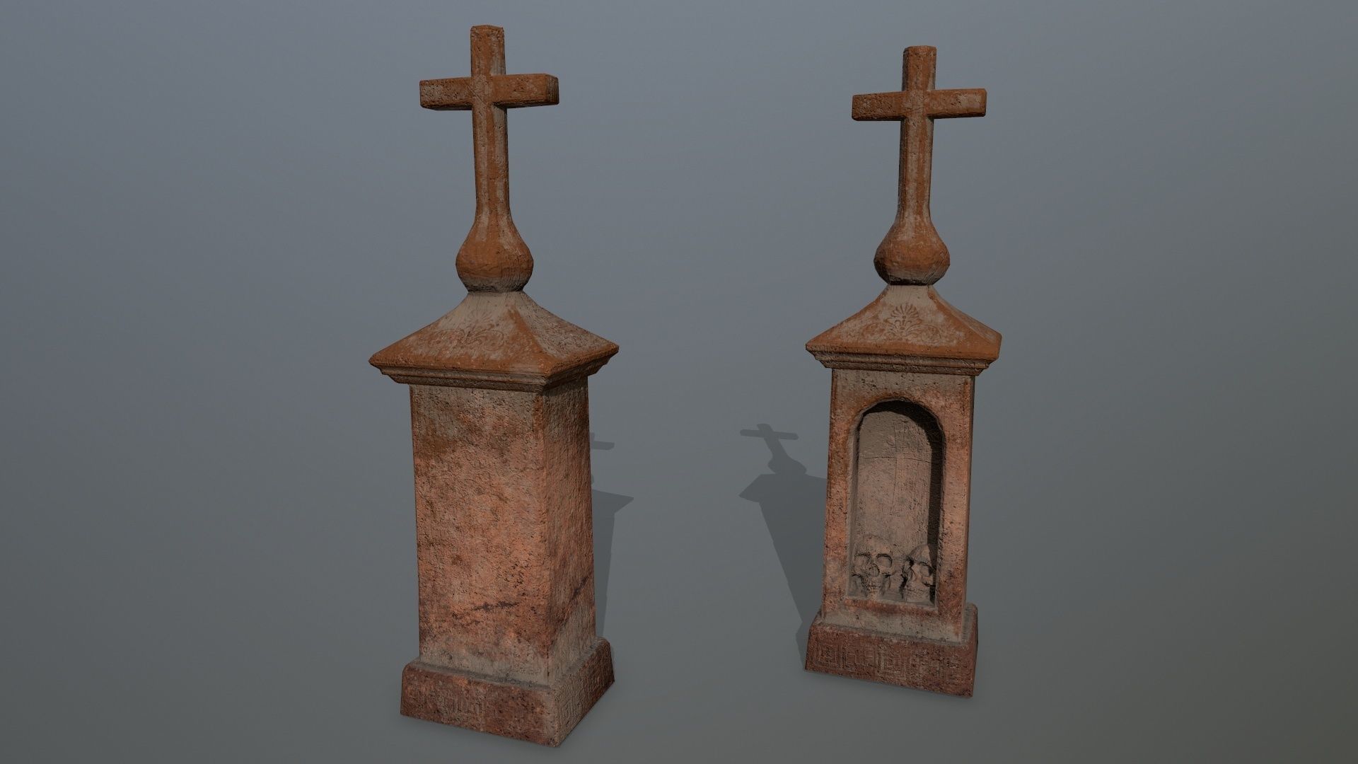 tombstone set two tombstones Low-poly 3D model_5
