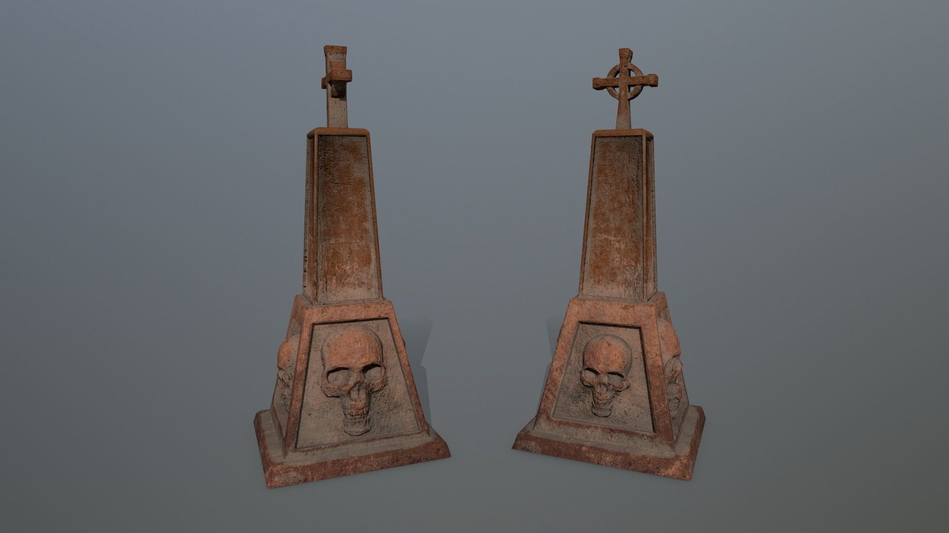 tombstone set two tombstones Low-poly 3D model_13