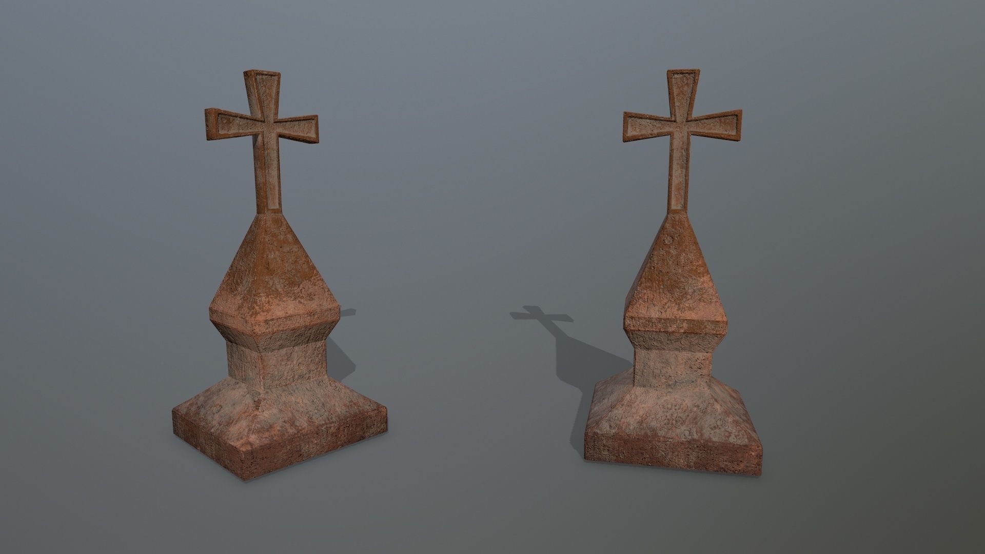 tombstone set two tombstones Low-poly 3D model_18
