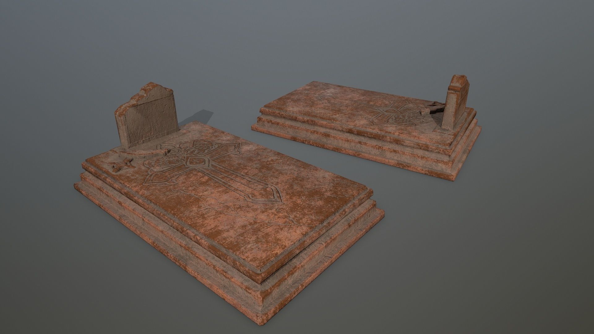 tombstone set two tombstones Low-poly 3D model_10