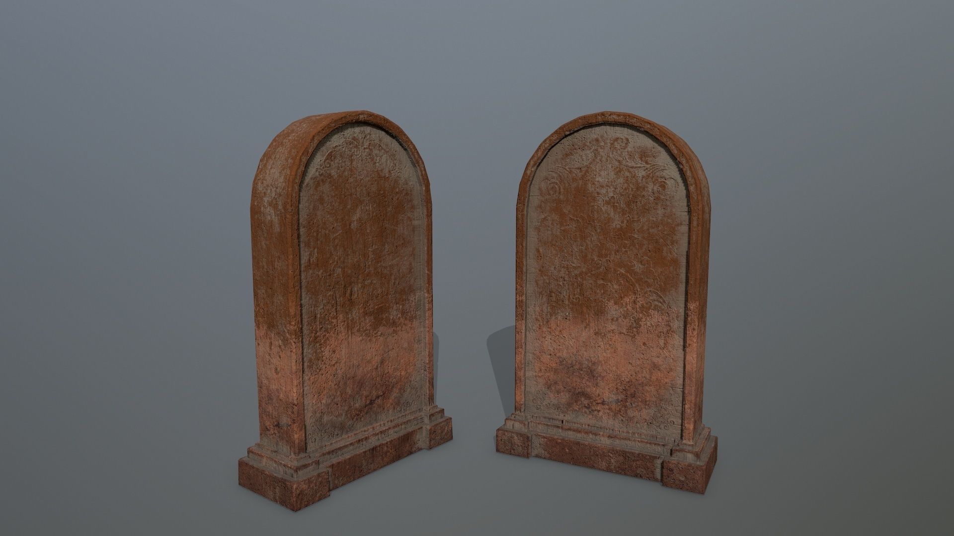 tombstone set two tombstones Low-poly 3D model_16